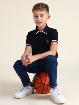 U.S. POLO ASSN. - Uspa Navy Blue Chevron Polo T-Shirt