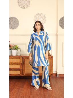 ALLUREARMOIRE - Blue Beige Printed Co-Ord Set