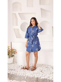 ALLUREARMOIRE - Blue Denim Dress with Belt