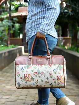 The Clownfish - Ambretta Series 21 litres Tapestry Travel Duffle Bag - Beige