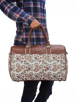 The Clownfish - Brooklyn 32 litres Tapestry with Faux Leather Unisex Travel Duffle Bag