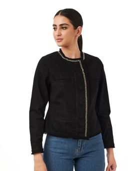 Style Island - Sipl1210 Black Elyna Black Denim Jacket For Women