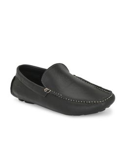 Hitz - Men's Black Leather Slip On Loafer Shoes