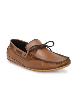 Hitz - Men's Tan Leather Slip-On Loafers Shoes