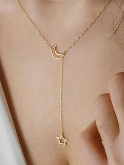 Jewels Galaxy - Gold-Toned Gold Plated Moon-Star Necklace