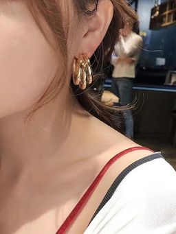 Jewels Galaxy - Gold & Silver Plated Contemporary Hoop Earrings (Pack of 2)