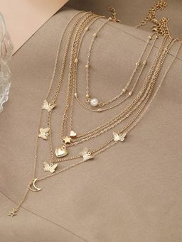 Jewels Galaxy - Gold Plated Layered Necklace (Pack of 6)