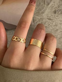 Jewels Galaxy - Women Gold Plated Stackable Rings (Pack of 3)