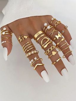 Jewels Galaxy - Gold Plated Stackable Rings (Pack of 22)