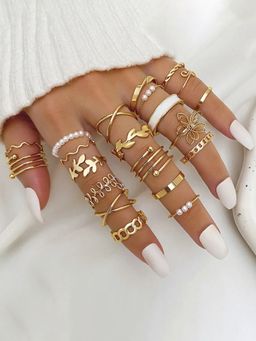 Jewels Galaxy - Gold Plated Stackable Rings (Pack of 22)
