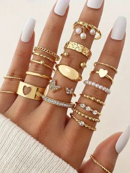 Jewels Galaxy - Gold Plated Stackable Rings (Pack of 21)