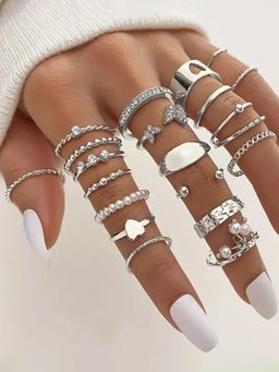 Jewels Galaxy - Silver Plated Stackable Rings (Pack of 21)