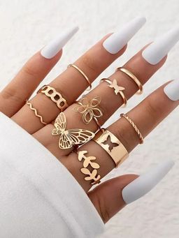 Jewels Galaxy - Gold Plated Stackable Rings (Pack of 10)