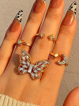 Jewels Galaxy - Gold Plated Stackable Rings (Pack of 5)