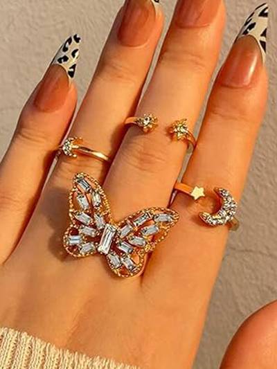 Gold Plated Stackable Rings (Pack of 5)
