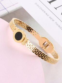 Jewels Galaxy - Stainless Steel Gold Plated Roman Zig Zag Style Bracelet