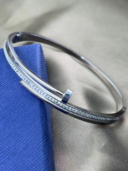 Jewels Galaxy - Stainless Steel Silver Plated American Diamond Studded Bracelet