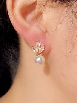 Jewels Galaxy - Gold Plated American Diamond Studded Korean Earrings