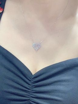 Jewels Galaxy - Silver Plated American Diamond Studded Heart Themed Pendant