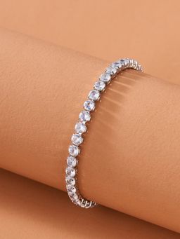 Jewels Galaxy - Silver Plated Round Cut Cubic Zirconia White Matrix Tennis Bracelet