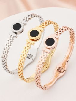 Jewels Galaxy - Stainless Steel Gold, Rose Gold & Silver Zig Zag Style Bracelet (Pack of 3)