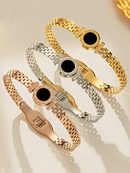 Jewels Galaxy - Stainless Steel Gold, Rose Gold & Silver Zig Zag Style Bracelet (Pack of 3)