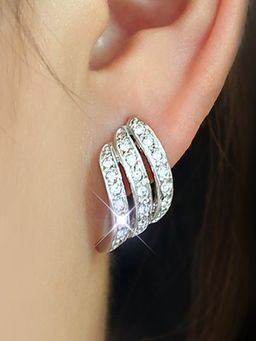 Jewels Galaxy - Silver Plated American Diamond Studded Contemporary Korean Stud Earrings