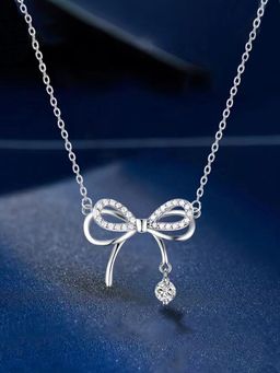 Jewels Galaxy - Silver Plated American Diamond Studded Shape Korean Pendant