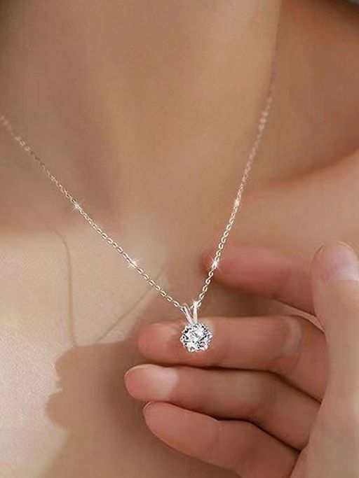Jewels Galaxy Silver Plated American Diamond Studded Rown Pendant