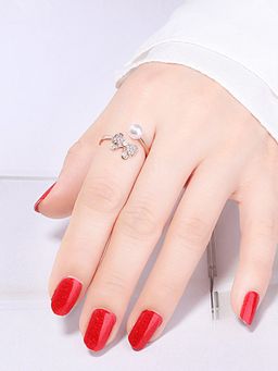Jewels Galaxy - Rose Gold Plated American Diamond Studded Butterfly Shape Finger Ring