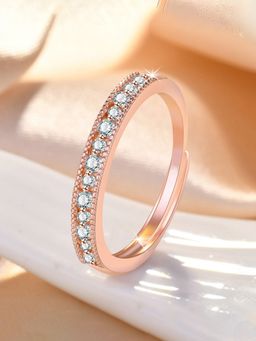 Jewels Galaxy - Rose Gold Plated American Diamond Studded Korean Round Shape Finger Ring