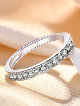 Jewels Galaxy - Silver Plated American Diamond Studded Korean Round Shape Finger Ring
