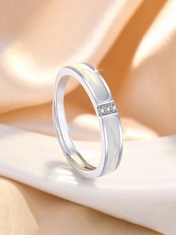 Jewels Galaxy - Silver Plated American Diamond Studded Korean Finger Ring