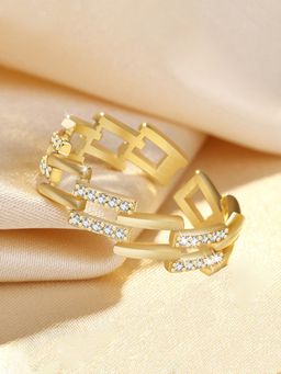 Jewels Galaxy - Gold Plated American Diamond Studded Korean Finger Ring
