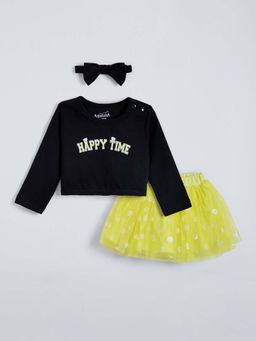 Hopscotch - Glitter Cotton Top with Skirt & Headband