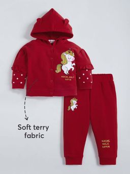 Hopscotch - Maroon Ruffled Ear Hoodie & Jogger