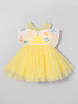 Hopscotch - Yellow Floral Applique Dress
