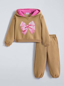 Hopscotch - Brown Graphic Hoodie and Joggers