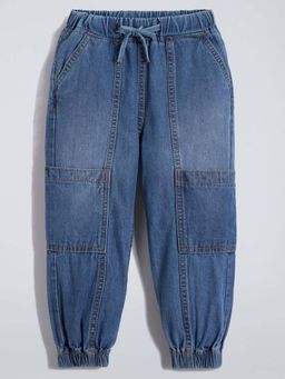 Hopscotch - Blue Cargo Cotton Jeans