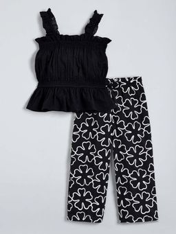 Hopscotch - Black Cotton Top & Pant