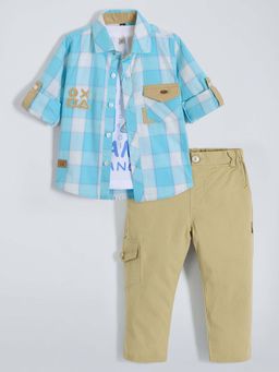 Hopscotch - Boys Blue Shirt with T-shirt & Pant