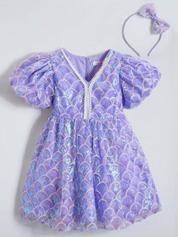 Hopscotch - Lavender Embellished Dress with Headband