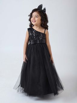 Hopscotch - Black Sequined Gown with Headband