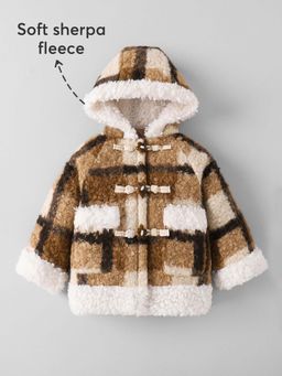 Hopscotch - Brown Plaid Fleece Wintercoat