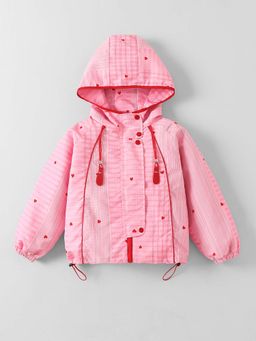 Hopscotch - Pink Printed Hooded Jacket