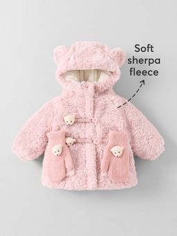Hopscotch - Pink Applique Hooded Jacket with Gloves