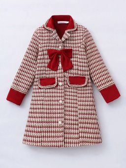 Hopscotch - Red Houndstooth Textured Overcoat