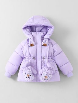 Hopscotch - Lavender Bear Applique Jacket with Gloves