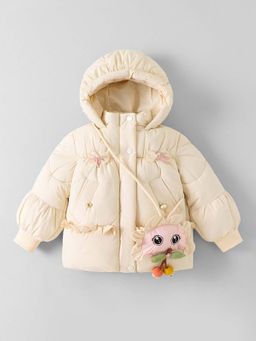 Hopscotch - Beige Quilted Jacket with Bag