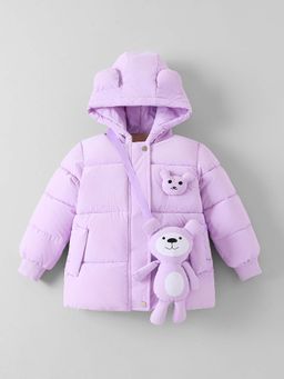 Hopscotch - Lavender Bear Applique Jacket with Gloves